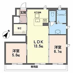 シャーメゾン・クレセオD棟 2LDKの間取図画像