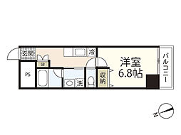 広島市西区観音本町1丁目マンション 1Kの間取図画像