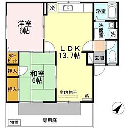 セジュール中村A 2LDKの間取図画像