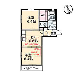 ベルヴュー長束1番館 2DKの間取図画像