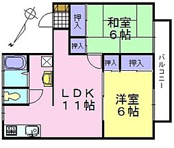 神賀グリーンハイツ2号棟 2LDKの間取図画像