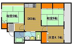 サンシャイン住吉 3DKの間取図画像