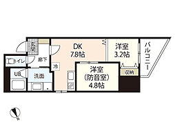 メリーゲート東白島 1SDKの間取図画像