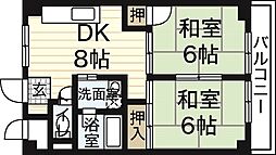 福地産業ビル 2DKの間取図画像