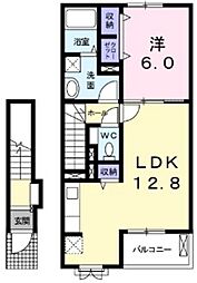 オンフォレスト岩国A 1LDKの間取図画像