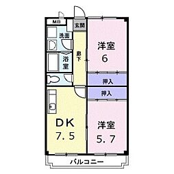 コンフォートT・T 2DKの間取図画像