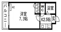 サンヒルズ古市 1Kの間取図画像