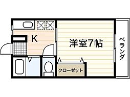トモハイムA 1Kの間取図画像
