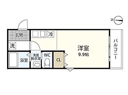 ラヴィエール ワンルームの間取図画像