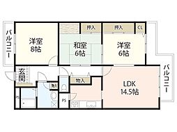 高須レジデンス 3LDKの間取図画像