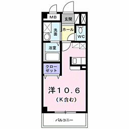 ヴェルデ・カーサ 1Kの間取図画像