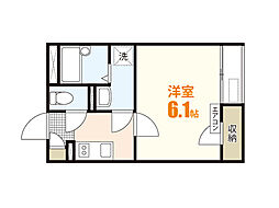 レオネクストサリエール 1Kの間取図画像