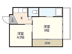 ビレッジハウス安古市5号棟 2Kの間取図画像