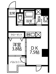 Residence Iconn KAWARAMACHI 1DKの間取図画像