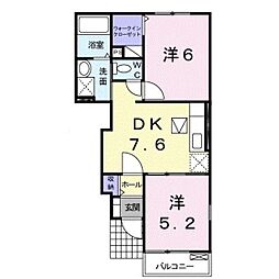 ペルシーモB 2DKの間取図画像