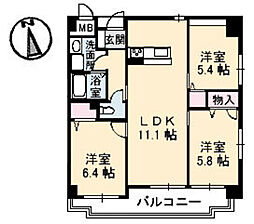 エルカーサニッシャラ 3LDKの間取図画像