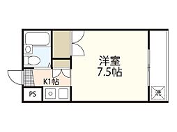 ウエストコート ワンルームの間取図画像