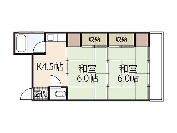 広島県広島市中区堺町1丁目(賃貸マンション2K・4階・33.69㎡)の写真 その2