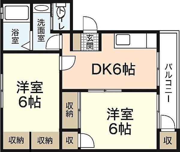 Ｃａｌｍ五日市三宅 ｜広島県広島市佐伯区三宅4丁目(賃貸マンション2DK・4階・48.34㎡)の写真 その2