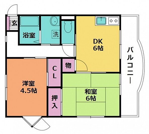 広島県広島市佐伯区吉見園(賃貸マンション2DK・3階・45.00㎡)の写真 その2