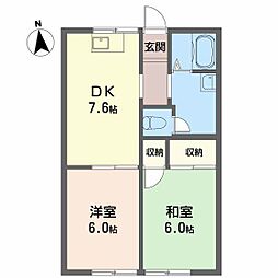 リバーサイド阿品 2DKの間取図画像