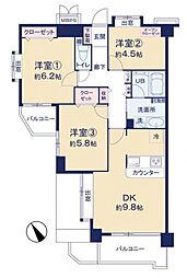 クリオ北野壱番館 3LDKの間取図画像