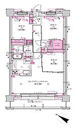 ベルジュール八王子高尾 3LDKの間取り
