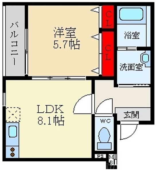 フジパレス寝屋川 ｜大阪府寝屋川市木田町(賃貸アパート1LDK・1階・35.07㎡)の写真 その2