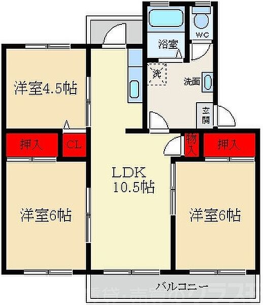 香里三井団地F76棟 ｜大阪府寝屋川市三井が丘4丁目(賃貸マンション3LDK・4階・57.27㎡)の写真 その2