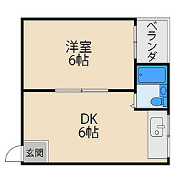 フリーディオ中木田 1DKの間取図画像