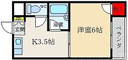 寿ハイツ 1Kの間取図画像