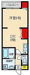 第二中田マンション 1DKの間取図画像