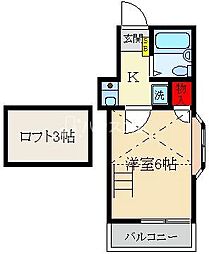 香里園第7マンション 1Kの間取図画像