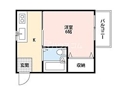 カレリア 1Kの間取図画像
