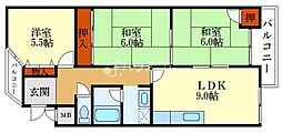 ジェントリーズ岡田 3LDKの間取図画像