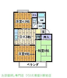 アネックス1 3DKの間取図画像