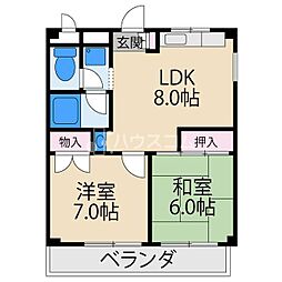 フェリシティーキア 2DKの間取図画像