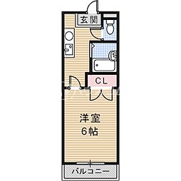 ブラウンハイツ7 1Kの間取図画像