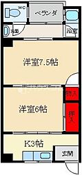 大作コーポ 2Kの間取図画像
