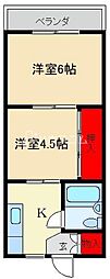 平和コーポ 2Kの間取図画像