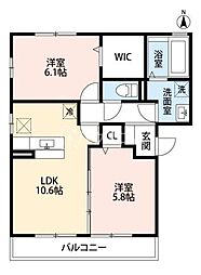 グリーンバレー香里ヶ丘 2LDKの間取図画像