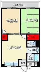 香里大西コーポ 2LDKの間取図画像