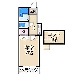 レオパレスさんわ大和田第5 1Kの間取図画像