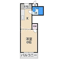 サンパレス 1Kの間取図画像
