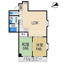 ジョイフル寝屋川 2LDKの間取図画像