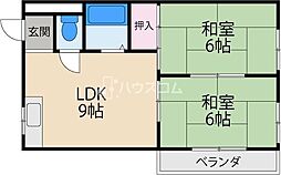 木田第2マンション 2DKの間取図画像