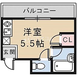 レスターテ2 ワンルームの間取図画像