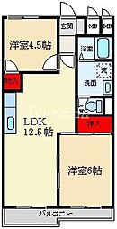 林第2マンション 2LDKの間取図画像
