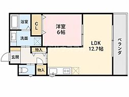 メゾンレヴナ木田町 Aタイプ 1LDKの間取図画像