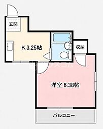 ハイツ和 1Kの間取図画像